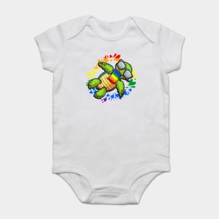Rainbow Turtle Gay Pride Gift Baby Bodysuit